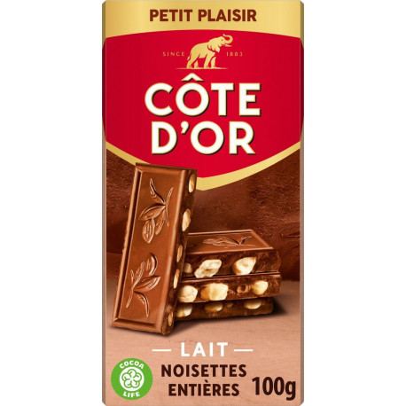 COTE D'OR COTE D COTE D'OR D'OR OR OR OR Tablette de chocolat lait noisettes COTE D'OR la tablette de 100g