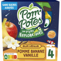 POM'POTES Compotes Les P'tits Explorateurs sur Vénus pomme banane vanille sans sucres ajoutés les 4 gourdes de 90g
