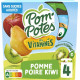 POM'POTES Compotes Les Vitaminés Pomme Poire Kiwi sans Sucres Ajoutés les 4 gourdes de 90g