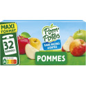 POM'POTES Compotes Pomme sans Sucres Ajoutés 32 gourdes de 90g
