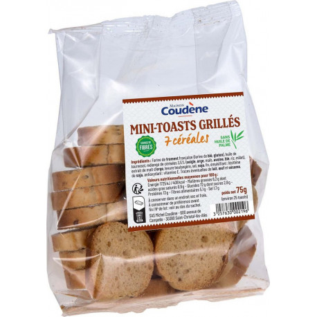 COUDENE COUDENE COUDENE Mini-Toasts Grillés Mini Toasts aux 7 Céréales COUDENE 75g