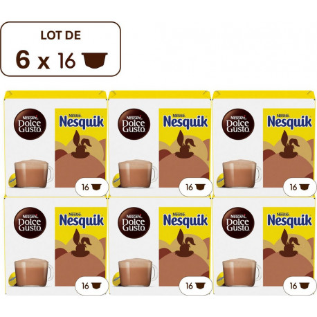 NESCAFE NESCAFE NESCAFE Chocolat Chaud Capsules Nesquik Compatible Dolce Gusto NESCAFE lot de 6 boîtes de 16 capsules