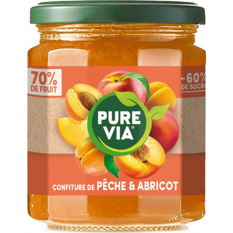 PURE VIA Confiture abricot pêche 330g