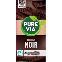 PURE VIA Tablette de Chocolat Noir Sans Sucre Ajouté la tablette de 100g