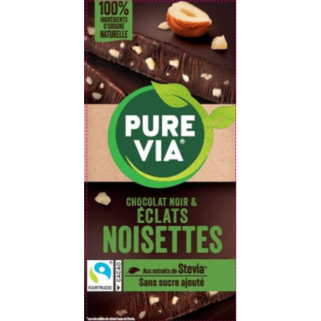 PURE VIA Tablette de chocolat noir éclats de noisettes la tablette de 100g