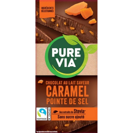PUREVIA PUREVIA PUREVIA Tablette de Chocolat Lait Caramel Pointe de Sel PUREVIA la tablette de 100g