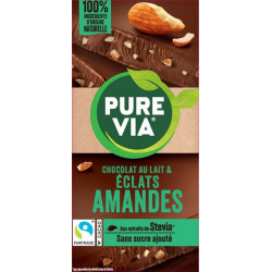 PURE VIA Tablette de Chocolat Lait Amandes la tablette de 100g