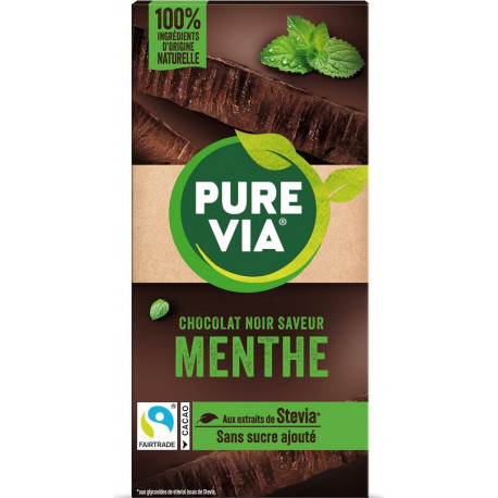 PURE VIA Tablette de chocolat noir menthe la tablette de 100g