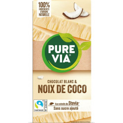 PURE VIA Tablette de chocolat blanc et noix de coco la tablette de 100g