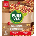 PUREVIA PUREVIA PUREVIA Barres Céréales Cacahuètes et Cranberries PUREVIA 3 barres de 35g