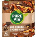 PURE VIA Barres nuts chocolat et pointe de sel les 3 barres de 35g