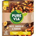 PURE VIA Barre nuts chocolat et banane les 3 barres de 35g
