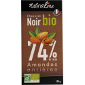 NATURALINE Tablette de chocolat noir 74% bio aux amandes la tablette de 100g