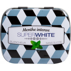 SUPERWHITE SUPERWHITE SUPERWHITE Pastilles Menthe Intense Sans Sucre Black Edition SUPERWHITE la boîtes de mints
