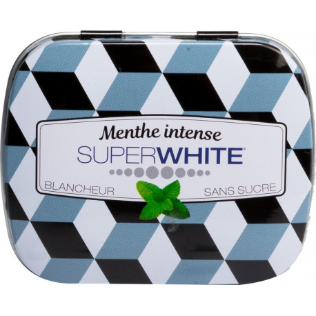 SUPERWHITE SUPERWHITE SUPERWHITE Pastilles Menthe Intense Sans Sucre Black Edition SUPERWHITE la boîtes de mints