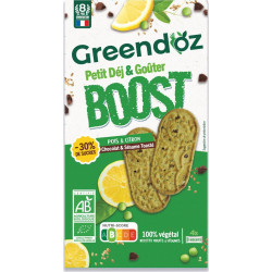 GREENDOZ GREENDOZ GREENDOZ Biscuits petit déj et goûter choco riz soufflé et pois-citron GREENDOZ' 170g