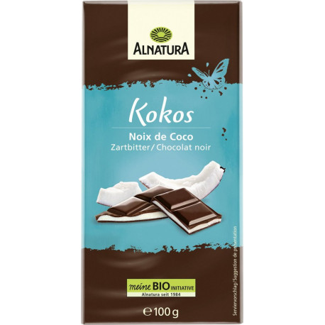 ALNATURA Tablette de chocolat noir à la noix de coco la tablette de 100g