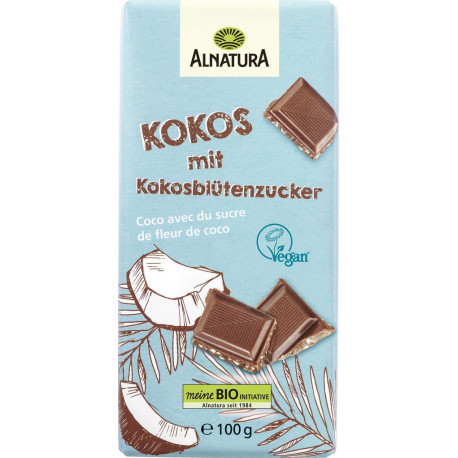 ALNATURA Tablette de chocolat végan à la noix de coco la tablette de 100g