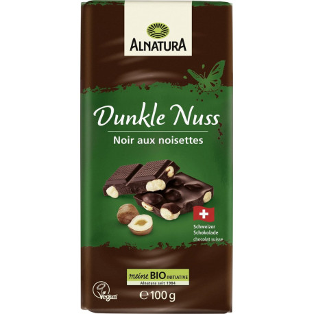 ALNATURA Tablette de chocolat noir aux noisettes la tablette de 100g