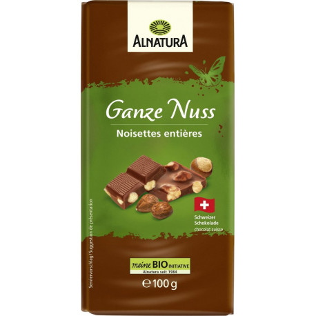 ALNATURA Tablette de chocolat au lait noisettes entières la tablette de 100g