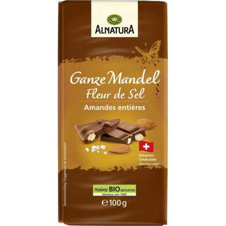 ALNATURA Tablette de chocolat au lait amandes entières la tablette de 100g