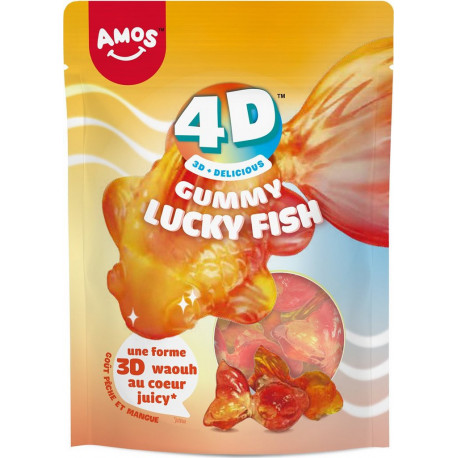 AMOS AMOS AMOS Bonbon poisson mangue et pêche AMOS 65g