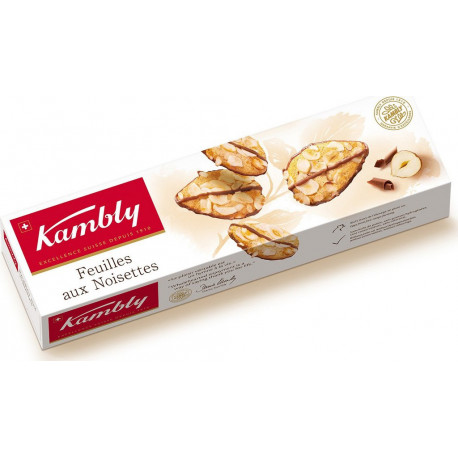 KAMBLY Biscuit feuilles aux noisettes 90g