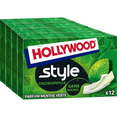 HOLLYWOOD Chewing gum style spearmint les 4 boîtes de 23g