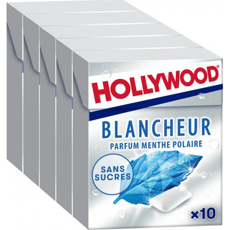 HOLLYWOOD Chewing gum white peppermint les 5 boîtes de 14g