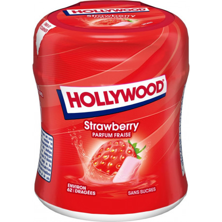 HOLLYWOOD Chewing gum fresh fraise sans sucres 60 dragées