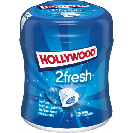 HOLLYWOOD Chewing gum menthe fraîche forte sans sucres 40 dragées