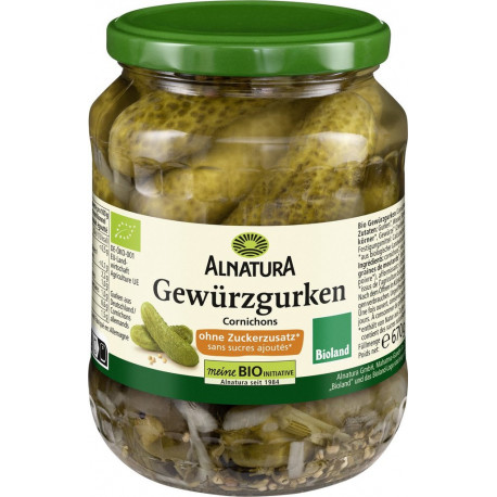 ALNATURA Cornichons sans sucres ajouté 360g