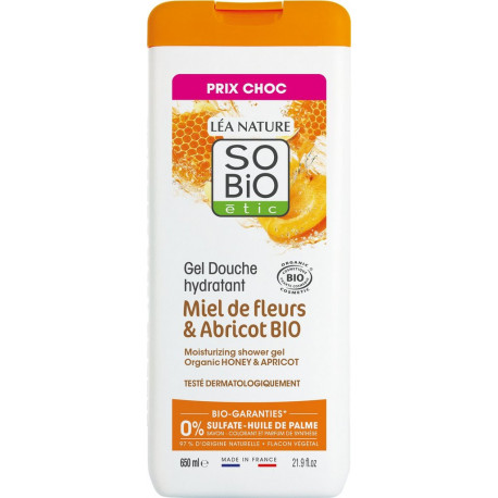 SO'BIO ETIC Gel douche Enfant Hydratant Miel de Fleurs et Abricot Bio 650ml