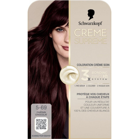 SCHWARZKOPF Coloration 5-69 Châtin Chocolat Crème Soin Système HaptIQ Crème Supreme coloration