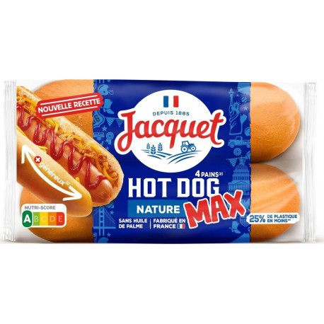 Jacquet Pain HOT DOG MAX x4 340g