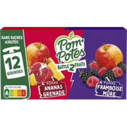 Pom'Potes Compote multivariétés Battle 2 fruits 12x90g