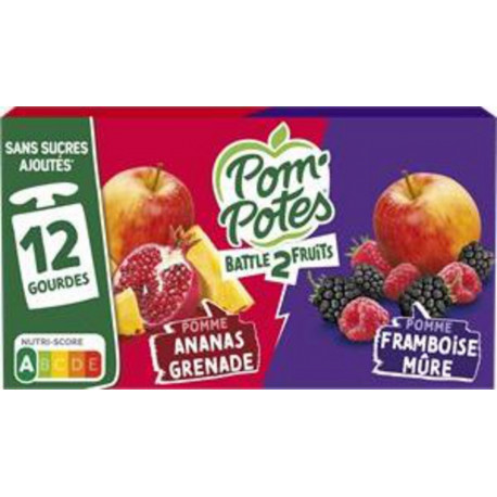 Pom'Potes Compote multivariétés Battle 2 fruits 12x90g
