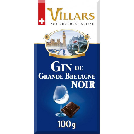 VILLARS PUR CHOCOLAT SUISSE GIN DE GRANDE BRETAGNE NOIR 100g