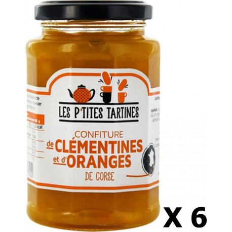 Les P'tites Tartines Lot 6x Confiture D'oranges De Corse Et Clémentine Pot 315g les 6 unités de 0.32Kg