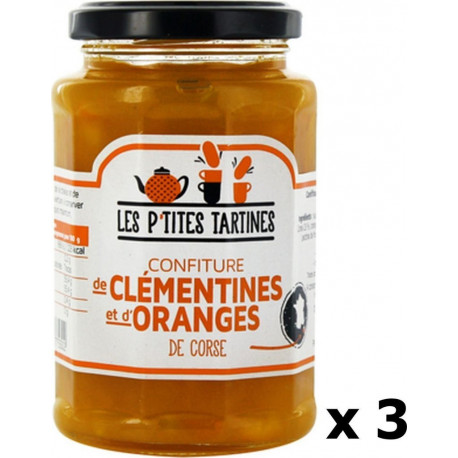 Les P'tites Tartines Lot 3x Confiture D'oranges De Corse Et Clémentine Pot 315g les 3 unités de 0.32Kg