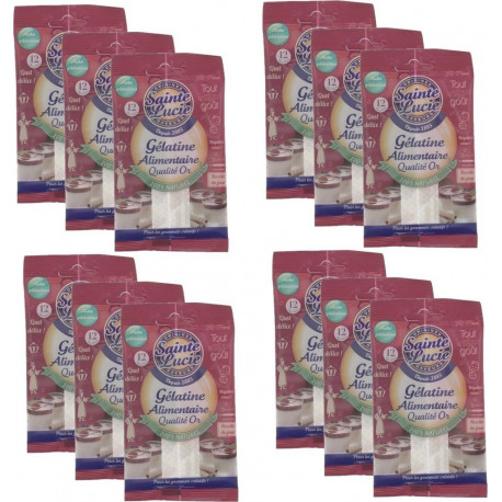 Sainte Lucie Lot 12x Gélatine Alimentaire Sachet 12g les 12 unités de 0.01Kg