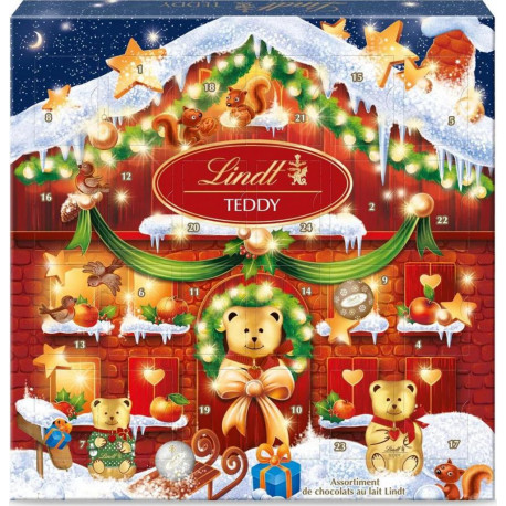 LINDT Calendrier de l'Avent Enfants Chocolat au Lait Teddy 124g