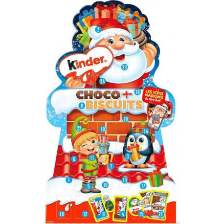 KINDER Calendrier de l'Avent Enfants Chocolat et Biscuits le calendrier 24 pièces 198g