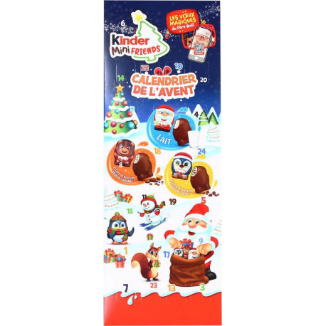 KINDER MINI Calendrier de l'Avent Enfants Chocolat au Eclats de Biscuit Saveur Caramel 164g