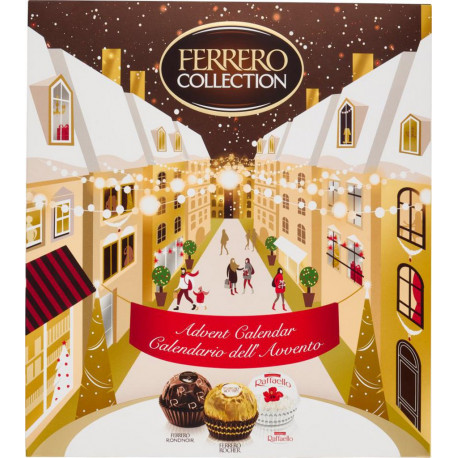 FERRERO COLLECTION Assortiment de Chocolats Lait et Noisettes, Noix de Coco et Chocolat Noir le calendrier de 24 pièces 259g