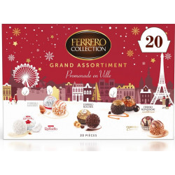 FERRERO COLLECTION Assortiment de Chocolats Lait, Noix de Coco, Amandes, Cappuccino, Noir et Caramel 200g