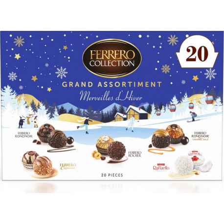 FERRERO COLLECTION Assortiment de Chocolats Lait, Noix de Coco, Cappuccino, Noir et Caramel 200g