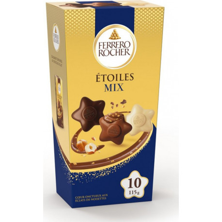 FERRERO ROCHER Assortiment de Chocolats Lait Noisette, Noir, blanc, Etoiles Mix 120g