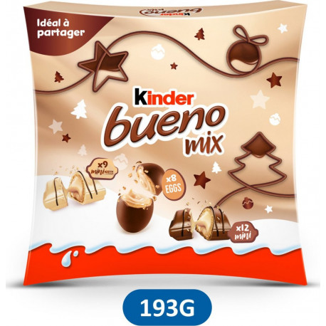 KINDER BUENO Assortiment de Chocolats Lait, Noisettes Bueno Mix 190g