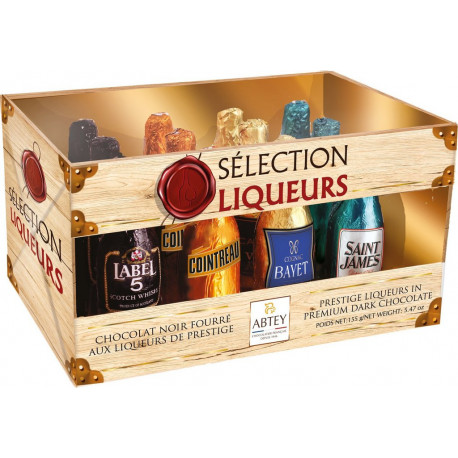 ABTEY Assortiment de Chocolats Noir Fourrés aux Liqueurs de Prestiges 160g
